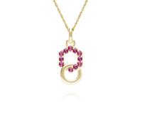 Pendentif Lié Géométrique Hexagone Et Rond En Or Jaune 9 Carats Avec Ruby