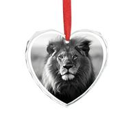 Pendentif lion africain noir et blanc en cristal transparent en forme de cœur romantique à suspendre pour décoration de maison, fenêtre, voiture, fête de mariage, décoration en forme d'amour à