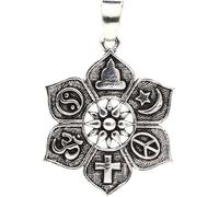 Pendentif Lotus avec symboles religieux -- 2.8 cm