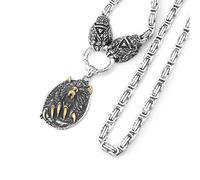 Pendentif loup en acier titane, rune griffe d'ours, collier de personnalité de style européen pour homme, accessoires