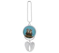 Pendentif loutre mignon à suspendre pour rétroviseur de voiture, cadeau porte-bonheur à suspendre, décoration amusante pour bureau, voiture, décoration de la maison, argenté