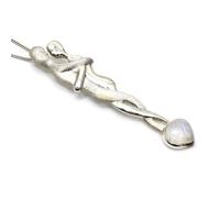 Pendentif Lovers en argent 925 avec pierre de lune ~ 70 mm