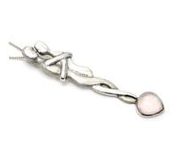 Pendentif Lovers en argent 925 avec pierre de quartz rose ~ 70 mm