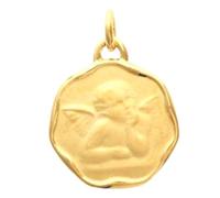 Pendentif médaille ange pour baptême en plaqué or + chaîne octo