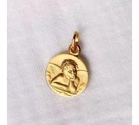 Pendentif médaille Ange Raphaël personnalisable (plaqué or)
