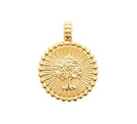 PENDENTIF médaille arbre de vie perlée plaqué or 18 carats 750/000 poinçonné