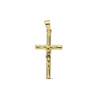 Pendentif - Médaille Christ sur la Croix Or 18 Carats 750 Jaune - Chaine Offerte - 18PCH13527