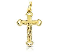 Pendentif - Médaille Christ sur la Croix Or 18 Carats 750 Jaune - Chaine Offerte - 18PCH16536