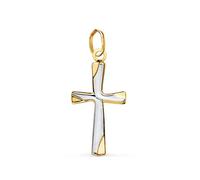 Pendentif - Médaille Croix Or 18 Carats 750/000 Bicolore - Chaine Offerte