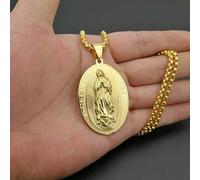 Pendentif médaille miraculeuse de la Vierge Marie plaqué Or 14 carats pour Collier Ioka Gift