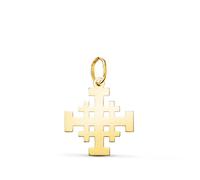 Pendentif Médaille Or 18 Carats 750 Jaune - Croix de Jérusalem - Chaine Offerte - Moyen Modèle