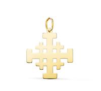 Pendentif Médaille Or 18 Carats 750 Jaune - Croix de Jérusalem - Chaines Offertes - Grand Modèle
