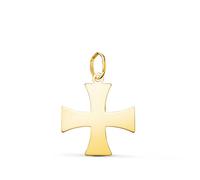 Pendentif Médaille Or 18 Carats 750 Jaune - Croix des Templiers - Chaine Offerte - Moyen Modèle