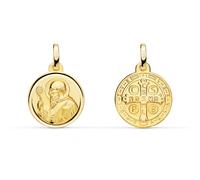 Pendentif Médaille Or 18 Carats 750 Jaune - Scapulaire Saint Benoit - Chaine Offerte