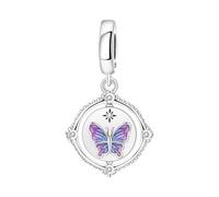 Pendentif médaille papillon vintage, breloque pour bracelet, compatible avec le collier bracelet pandora