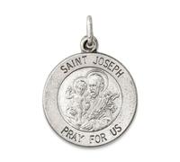 Pendentif médaille Saint Joseph en argent sterling 925 massif satiné oxydé vieilli 20 x 15 mm de large pour femme