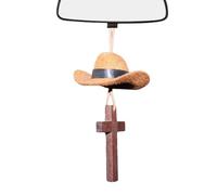 Pendentif Miroir Rétroviseur Pendentif avec Chapeau de Cowboy, Rétroviseur à Thème Rétro et Charm, Pour Voiture Camion SUV RV Hommes Femmes