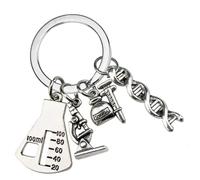 Pendentif molécule de chimie en alliage porte-clés structure moléculaire anneaux pour les amateurs de science et support scientifique de gestion