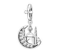 Pendentif mosquée croissant de lune, accessoire de bracelet à breloques en argent sterling 925, compatible avec le collier de bracelet pandora