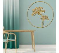 Pendentif Mural Géométrique En Métaal, Rond Doré, Feuille De Ginkgo, Nordique Simple, Décoration De La Maison, Pendentif D'arrière-Plan