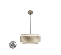 Pendentif Népal 3p 1xe27 Cuir/Blanc/Or Regx40x40 Cm