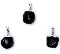 Pendentif noir en pierre précieuse d'obsidienne avec tige percée -- ±1-2.5 cm