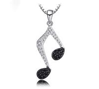 Pendentif Note De Musique, Spinelle Noir 925 Collier Pendentif en Argent Sterling for Femmes Hommes Fille Quotidien Fête Bijoux De Mariage (Pas De Chaîne)