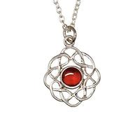 Pendentif nœud celtique porte-bonheur en argent sterling avec pierre de naissance du mois de juillet en rubis