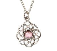 Pendentif nœud celtique porte-bonheur en argent sterling avec pierre de naissance du mois de juin en améthyste claire