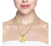 Pendentif Numéro 67 - Collier Pendentif Numéro 67 En Acier Inoxydable | Colliers À Chaîne 17g, Cadeaux De Bijoux Pour Femmes Et Hommes, Collier De Sport, Bijoux Personnalisés Pour Salle De Fête À Domi