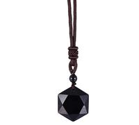 Pendentif obsidienne - Pierre de bijoux hexagramme, charme d'amulete en crystal de 1,18x0,31 pouces, accessoire minéral de gemme naturelle | Véritable talismen étoile noire, cadeau spirituel unisexe