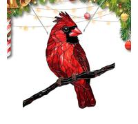 Pendentif Oiseau Cardinal | Pendentif Oiseau 2D Acrylique Naturel Animal Ornement, Décoration Artisanale Créative pour Jardin Fenêtre Fête Maison Mur Voiture Hiver Vacances Saison D