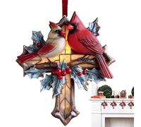 Pendentif Oiseau de Vacances - Décoration d'arbre de Noël - Oiseau Rouge avec - À Suspendre en intérieur, Salon, Appartement, Lieu de Travail - Saison Festive pour fêtes de Noël et célébrations