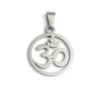 Pendentif ÔM en Acier Inoxydable - Symbole de Paix et de Spiritualité - Disponible en Argent et en Or - Idéal pour Tous - Bijou Élégant et Plein de Sens (Argenté)