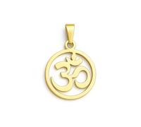 Pendentif ÔM en Acier Inoxydable - Symbole de Paix et de Spiritualité - Disponible en Argent et en Or - Idéal pour Tous - Bijou Élégant et Plein de Sens (Doré)
