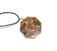 Pendentif orgonite HiJet - Oeil de tigre - Pendentif en orgonite piézoélectrique - Protection contre les ondes électromagnétiques