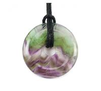 Pendentif ou bracelet en Fluorite multicolore 30mm - Donut ou Pi Chinois avec cordon offert