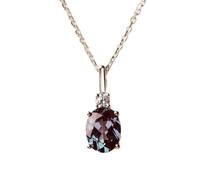 Pendentif ovale à facettes en alexandrite naturelle bleue 13 x 7 mm, collier ovale en argent sterling 925 avec chaîne de 45 cm, bijoux spirituels et énergétiques de guérison, cadeau pour femme |