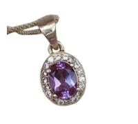 Pendentif ovale à facettes en alexandrite naturelle violette 14 x 11 mm, collier ovale en argent sterling 925 avec chaîne en câble de 45 cm, bijoux spirituels et énergétiques de guérison, cadeau |