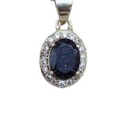 Pendentif ovale à facettes en grès naturel noir 15 x 13 mm, collier ovale en argent sterling 925 avec chaîne de 45 cm, bijoux spirituels et énergétiques de guérison, cadeau pour femme | gmpd_0463