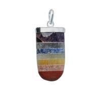 Pendentif ovale en argent plaqué point chakra - Bijoux spirituels pour l'harmonie et l'équilibre 13004VC