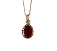 Pendentif ovale en grenat naturel rouge lisse 25 x 10 mm, collier ovale en argent sterling 925 avec chaîne câble de 45 cm, énergie, passion, protection, chakra racine, cadeau pour femme &|gmpd_0383