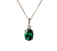Pendentif ovale facetté en émeraude naturelle verte de 13 x 7 mm, collier ovale en argent sterling 925 avec chaîne en câble de 45 cm, cadeau de guérison pour le chakra du cœur, la sagesse, l'amour