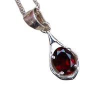 Pendentif ovale facetté en grenat naturel rouge 10 x 8 mm, collier ovale en argent sterling 925 avec chaîne câble de 45 cm, énergie, passion, protection, chakra racine, cadeau pour femme &|gmpd_0444