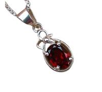 Pendentif ovale facetté en grenat naturel rouge 10 x 8 mm, collier ovale en argent sterling 925 avec chaîne câble de 45 cm, énergie, passion, protection, chakra racine, cadeau pour femme &|gmpd_0440