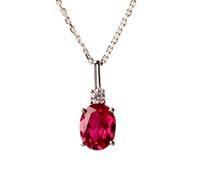 Pendentif ovale facetté en rubis naturel rouge 13 x 7 mm, collier ovale en argent sterling 925 avec chaîne câble de 45 cm, amour, passion, énergie, force, vitalité, cadeau pour femme &|gmpd_0044
