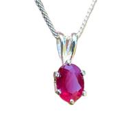 Pendentif ovale facetté en rubis naturel rouge 7 x 5 mm, collier ovale en argent sterling 925 avec chaîne câble de 45 cm, amour, passion, énergie, force, vitalité, cadeau pour femmes et hommes |
