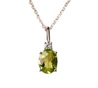 Pendentif ovale facetté vert péridot naturel 13 x 7 mm, collier ovale en argent sterling 925 avec chaîne câble de 45 cm, abondance, renouvellement, énergie positive, guérison du cœur, cadeau |