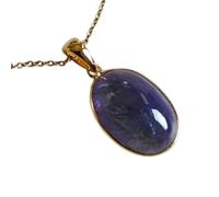 Pendentif ovale facetté violet en tanzanite naturelle 15 x 12,5 mm, collier ovale en argent sterling 925 avec chaîne forçat de 45 cm, transformation, intuition, conscience supérieure | gmpd_0247