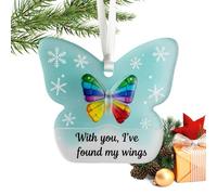 Pendentif Papillon d'arbre de Noël | Souvenir de Saison Plat | Acrylique Arc-en- Papillon Décoration pour Portes de Salon, cheminée, Chambre à Coucher, Balcon, Jardin, café